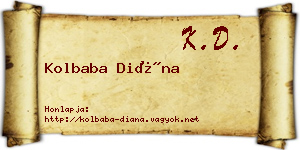Kolbaba Diána névjegykártya